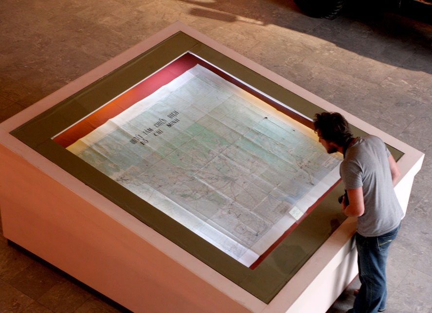 Tấm bản đồ Quyết tâm chiến dịch Hồ Chí Minh - một trong 4 bảo vật quốc gia trưng bày tại Bảo tàng Lịch sử Quân sự Việt Nam.